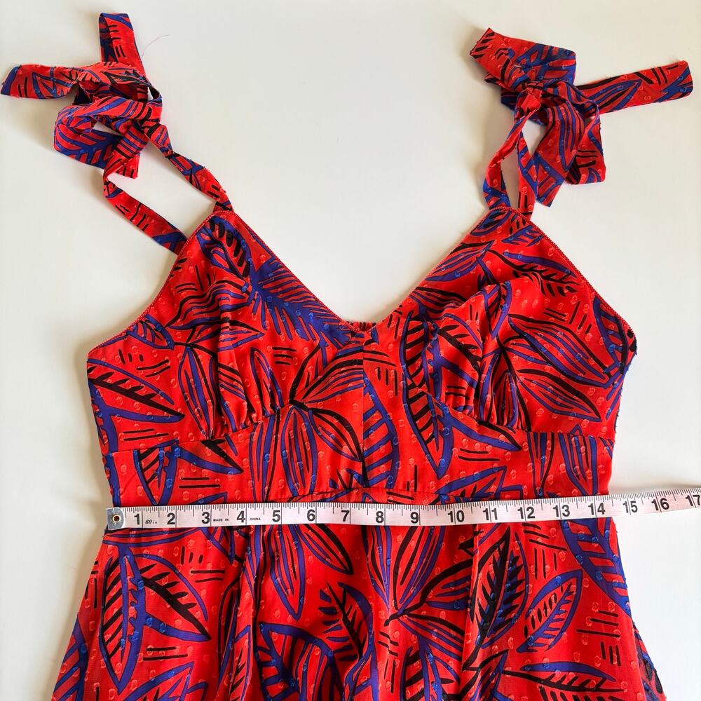 Alexis x Target Red Tropical Leaf Dress Women’s Medium NWT Asymmetrical Hem Boho - Picture 6 of 10